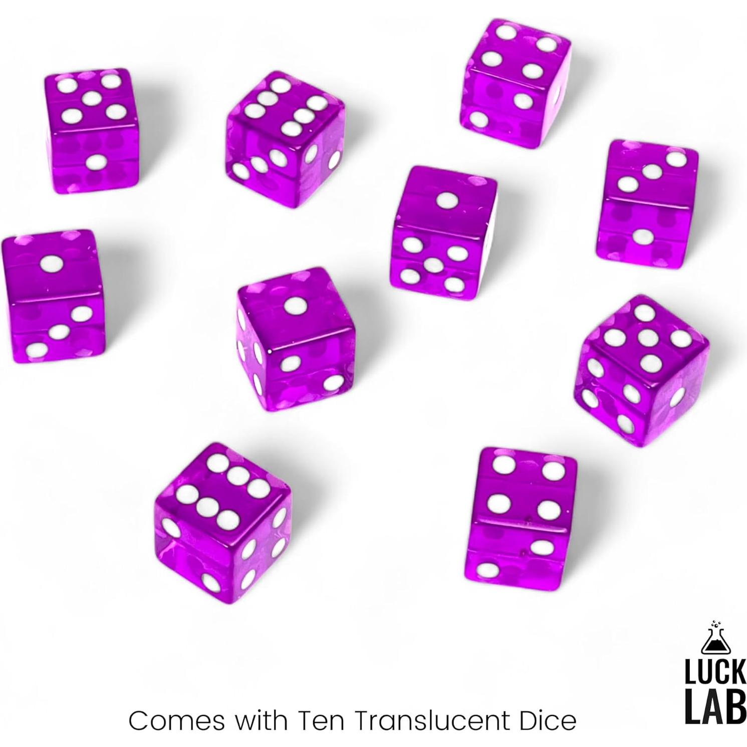 Luck Lab Paquete de 10 Dados D6 Acrílicos 19 mm Púrpura