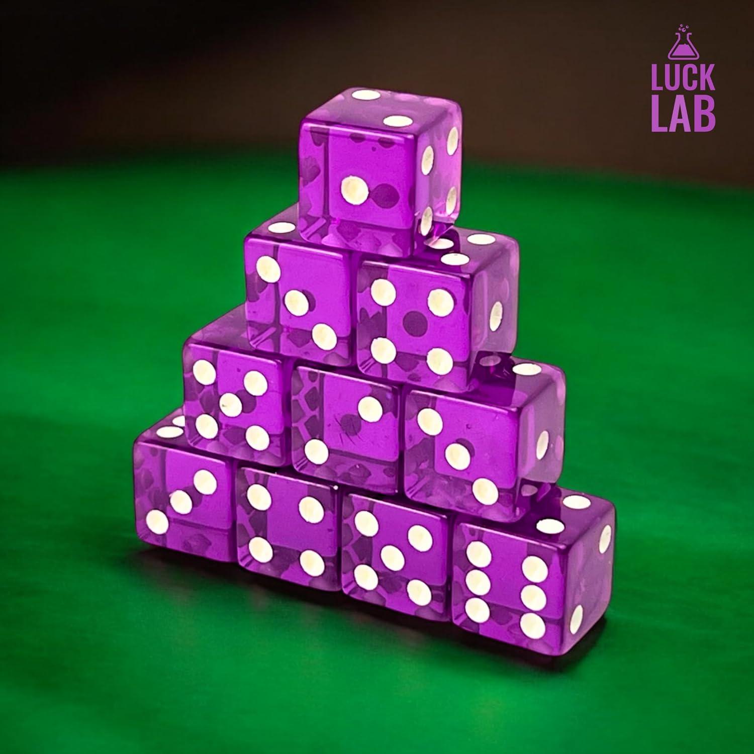 Luck Lab Paquete de 10 Dados D6 Acrílicos 19 mm Púrpura