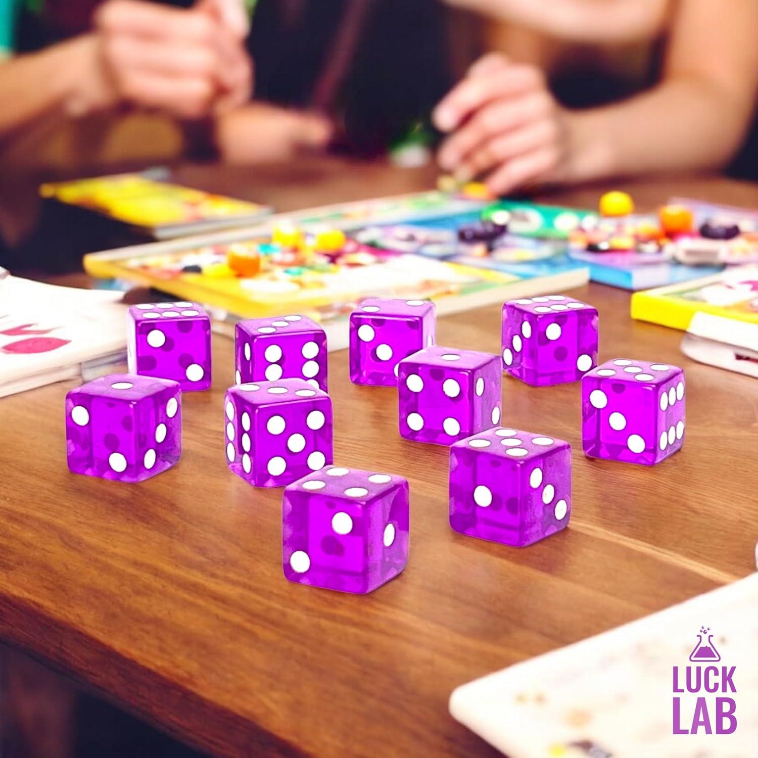 Luck Lab Paquete de 10 Dados D6 Acrílicos 19 mm Púrpura