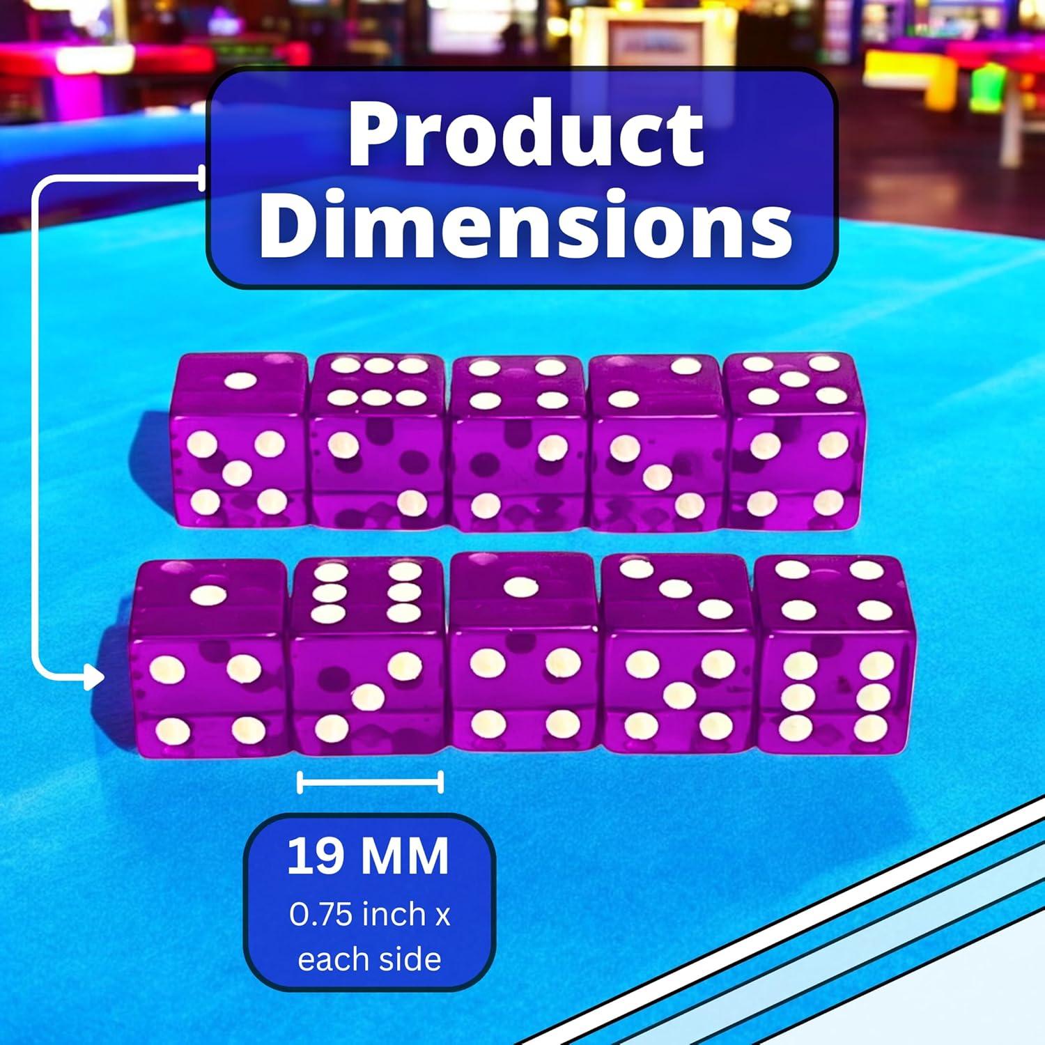 Luck Lab Paquete de 10 Dados D6 Acrílicos 19 mm Púrpura