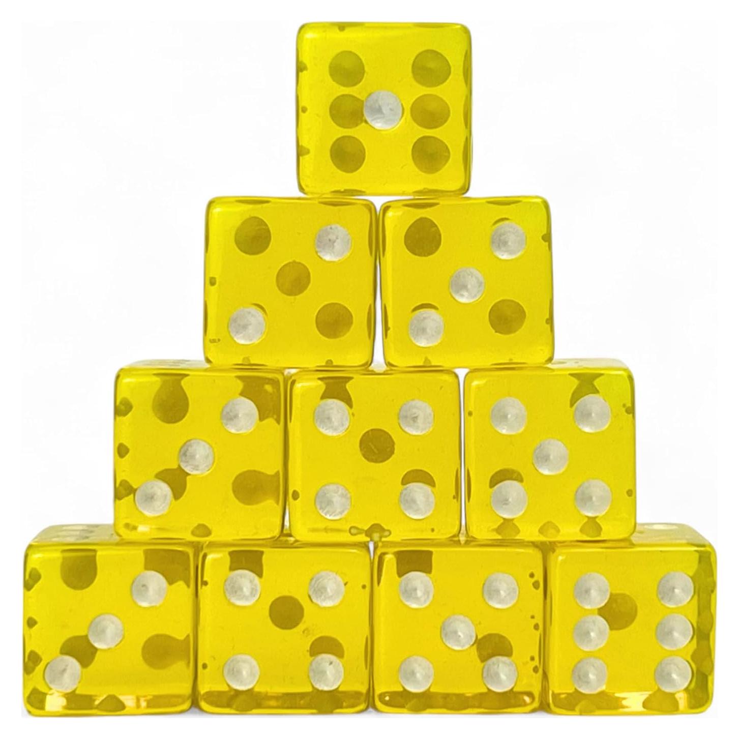 Luck Lab Paquete de 10 Dados D6 Acrílicos Amarillo 19 mm