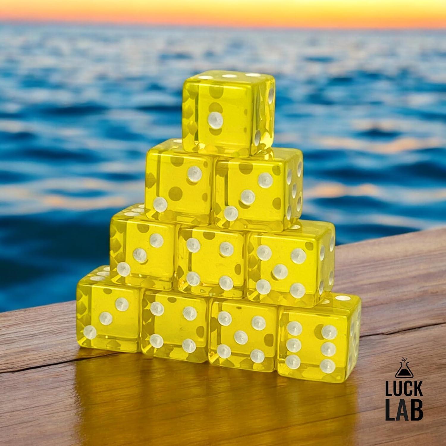 Luck Lab Paquete de 10 Dados D6 Acrílicos Amarillo 19 mm