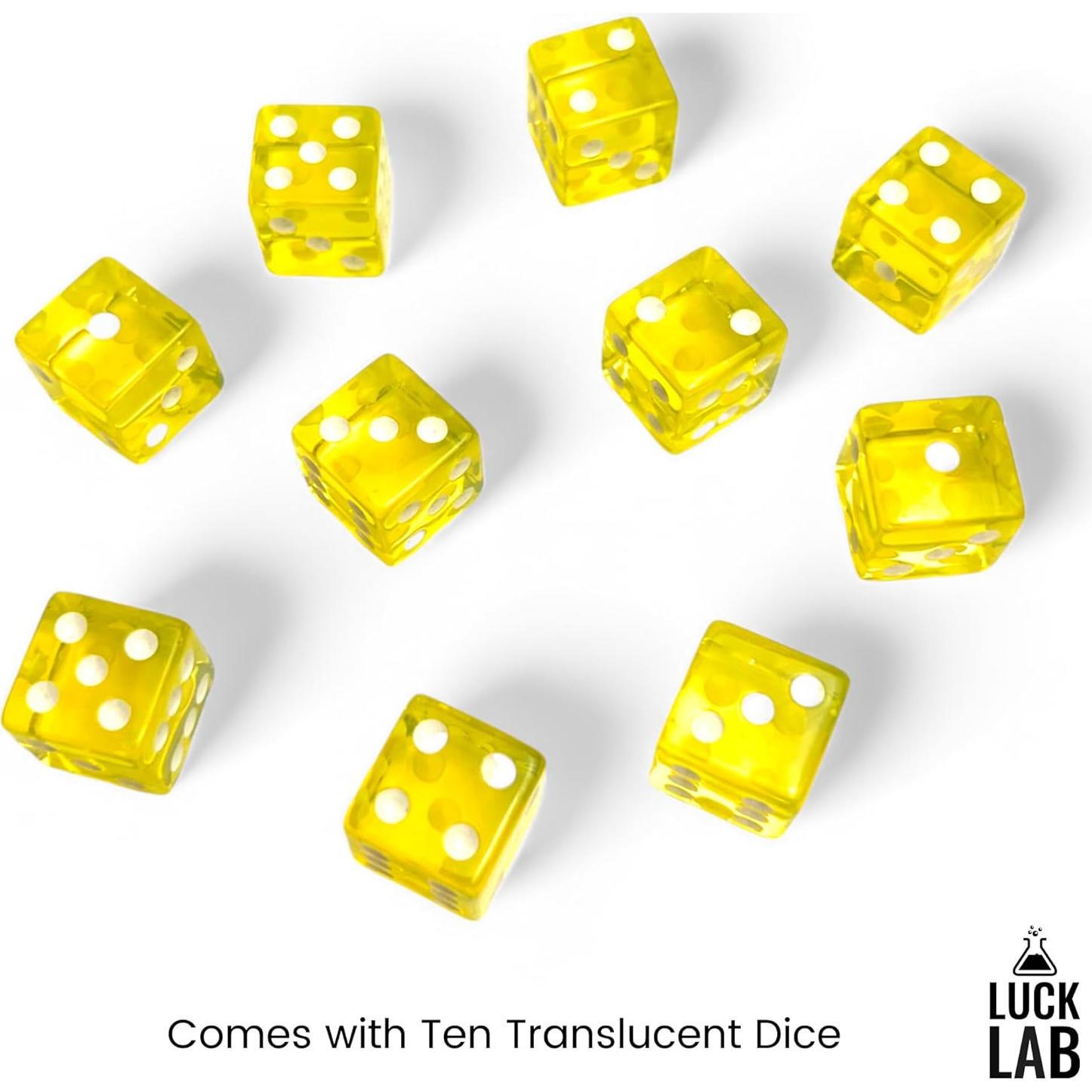 Luck Lab Paquete de 10 Dados D6 Acrílicos Amarillo 19 mm