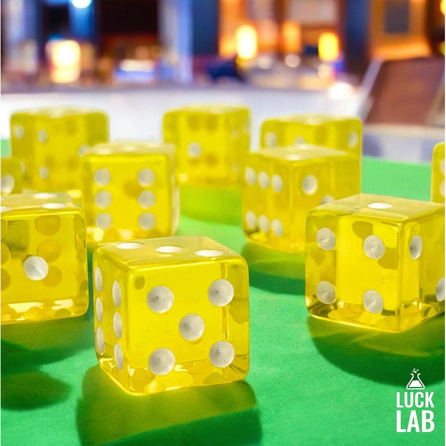 Luck Lab Paquete de 10 Dados D6 Acrílicos Amarillo 19 mm