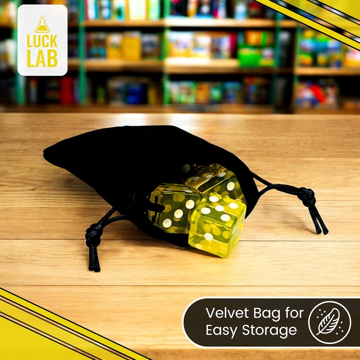 Luck Lab Paquete de 10 Dados D6 Acrílicos Amarillo 19 mm