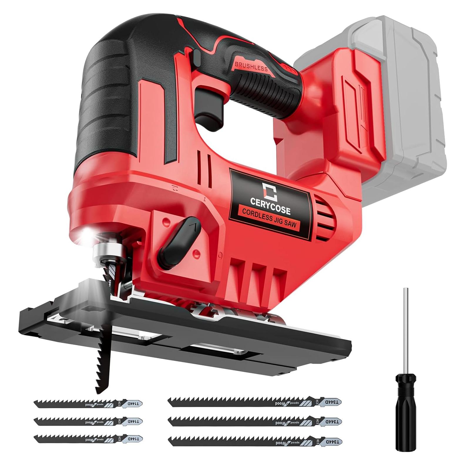 Sierra de calar inalámbrica Cerycose 18V, motor sin escobillas