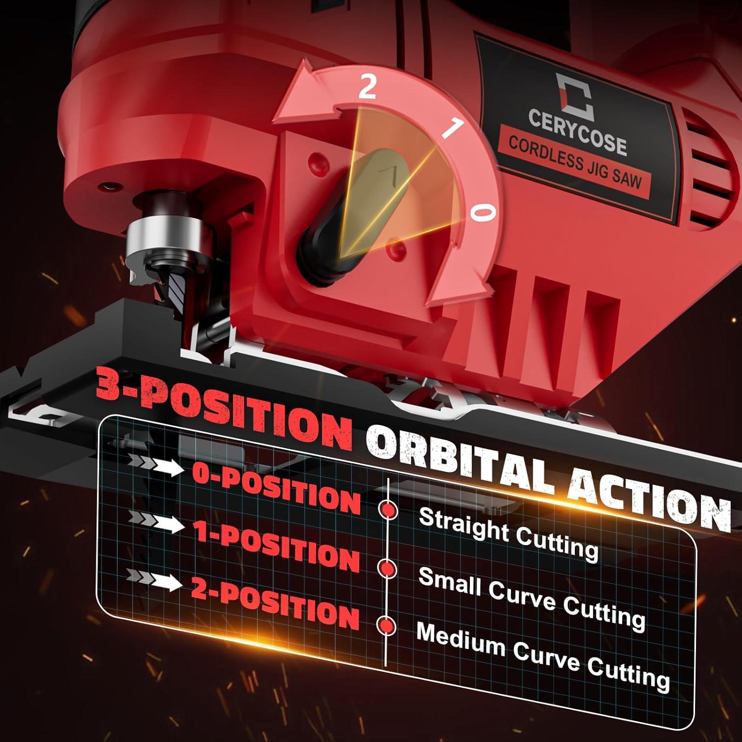 Sierra de calar inalámbrica Cerycose 18V, motor sin escobillas