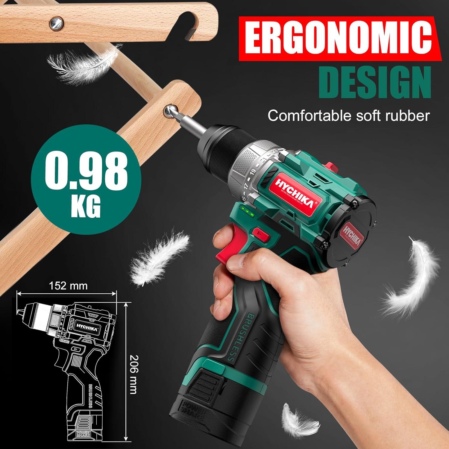 Taladro Inalámbrico Compacto HYCHIKA 16.8V 45Nm 2 en 1