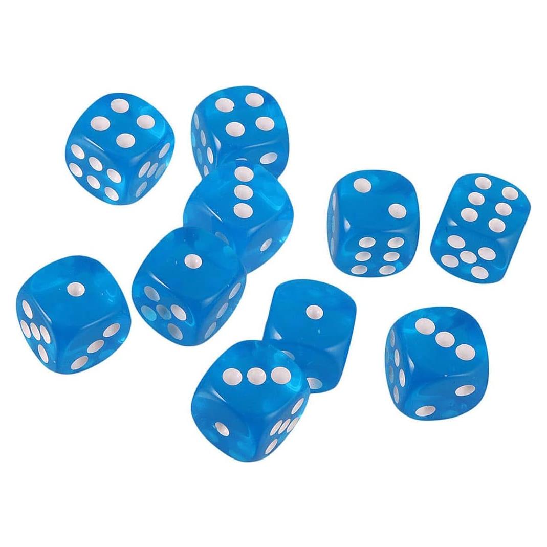 10 Dados Poliedricos D6 Acrílicos 16mm Azul para RPG