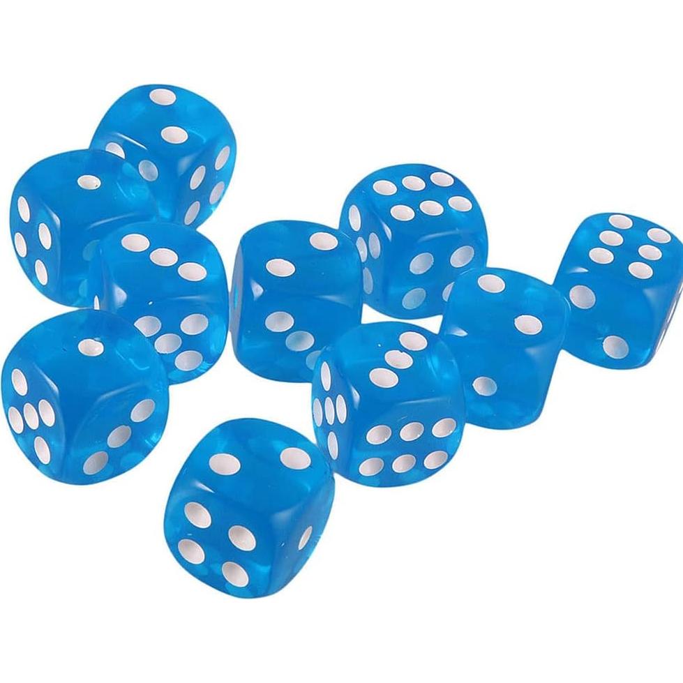 10 Dados Poliedricos D6 Acrílicos 16mm Azul para RPG