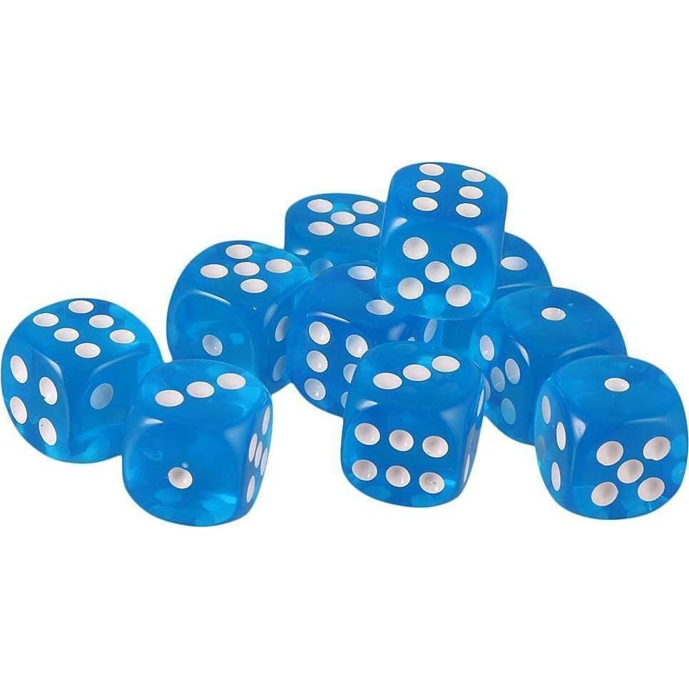 10 Dados Poliedricos D6 Acrílicos 16mm Azul para RPG