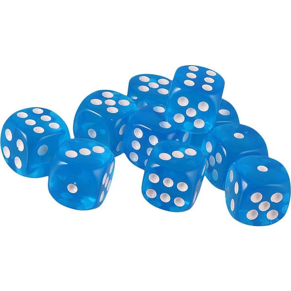 10 Dados Poliedricos D6 Acrílicos 16mm Azul para RPG