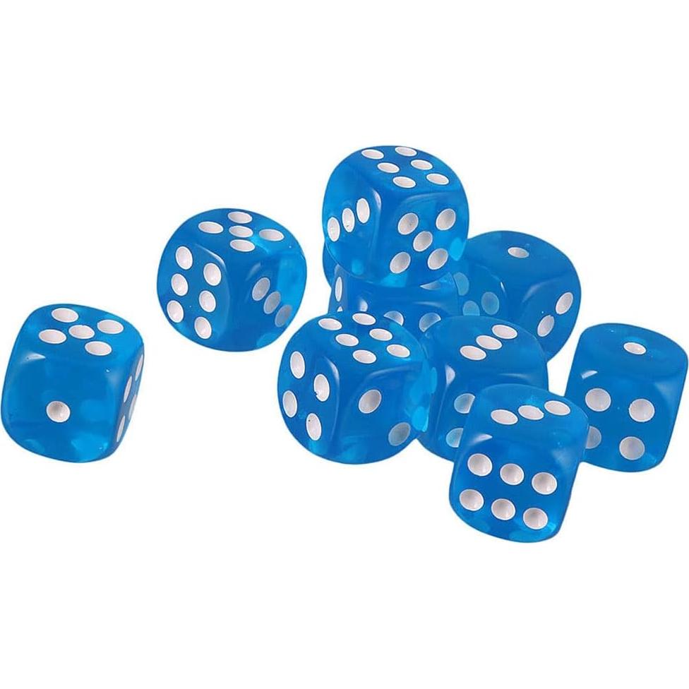 10 Dados Poliedricos D6 Acrílicos 16mm Azul para RPG