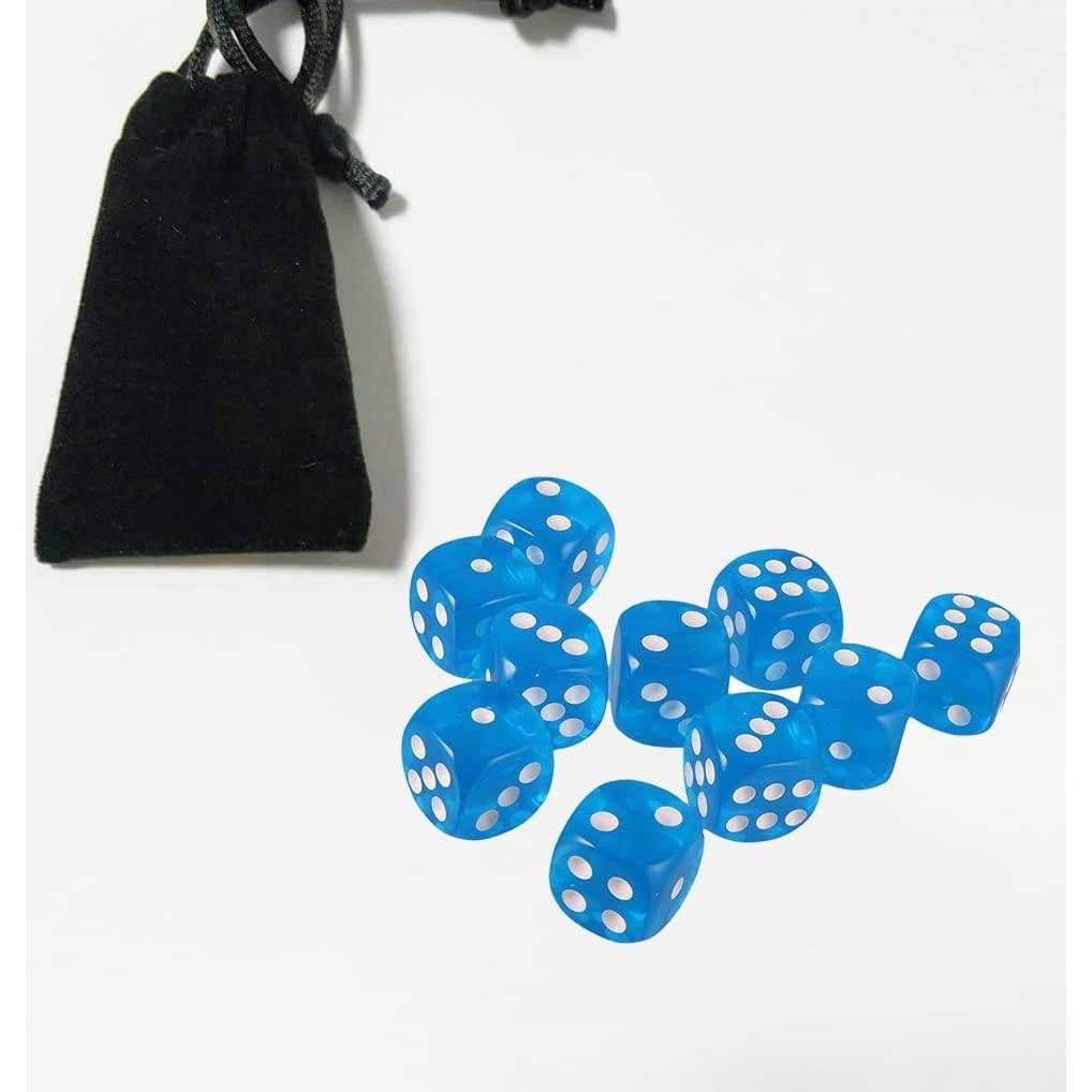10 Dados Poliedricos D6 Acrílicos 16mm Azul para RPG