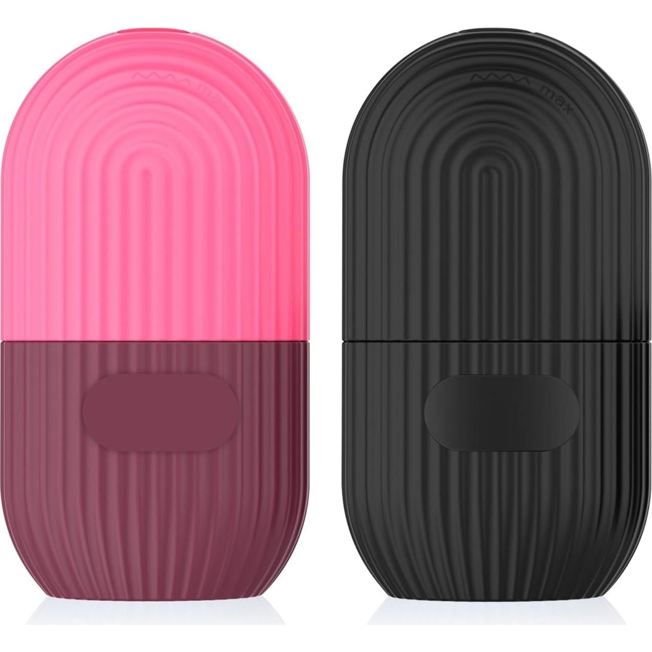 2pcs Ice Roller for Face and Eye, Silicone Ice Facial Roller Ice Holder, Face Ice Mold Skin Care, Face Icers Reusable Ice Cube Roller for Shrink Pores Anti Wrinkle Reduce Puffiness, Black Rose