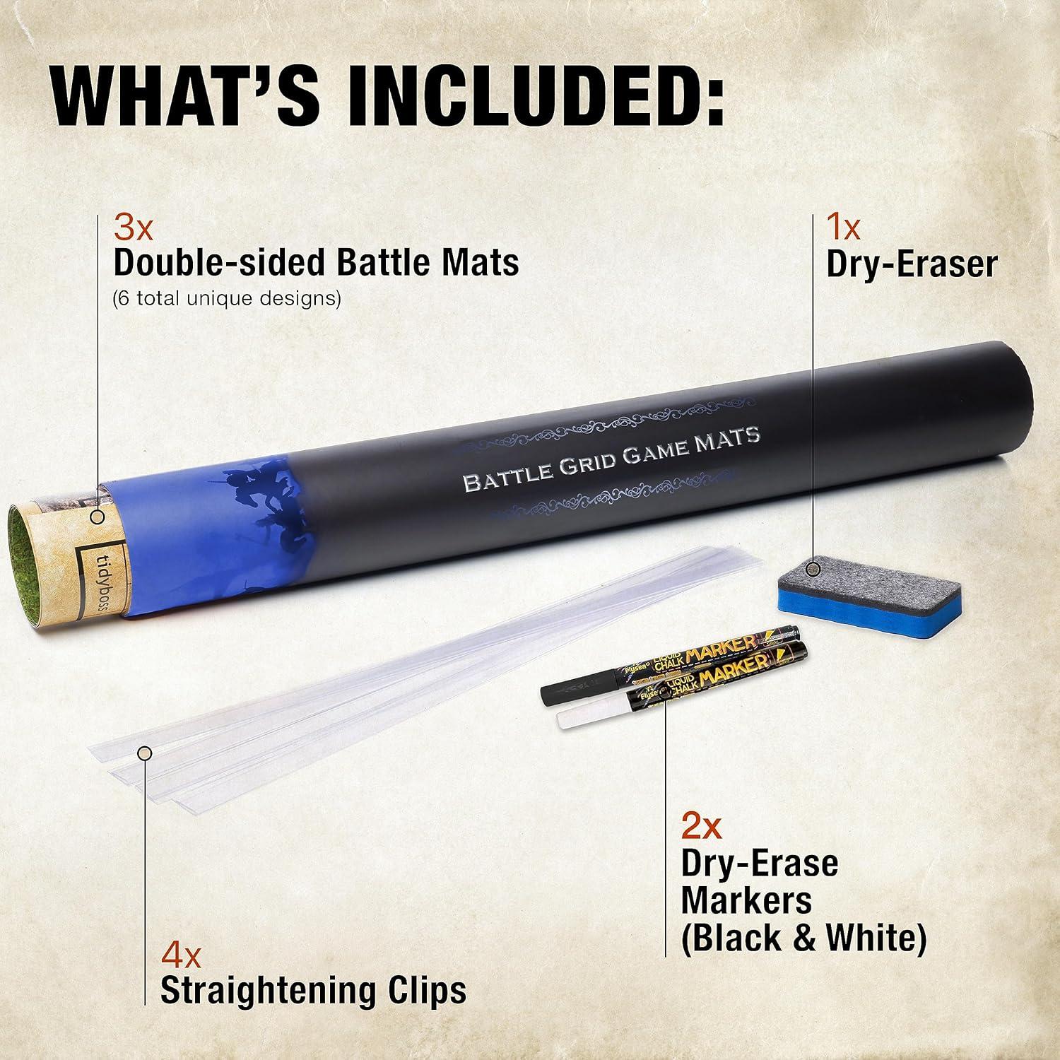 TIDYBOSS Mat de Juego DnD 3x Lados Dobles 24x36 cm Terrenos