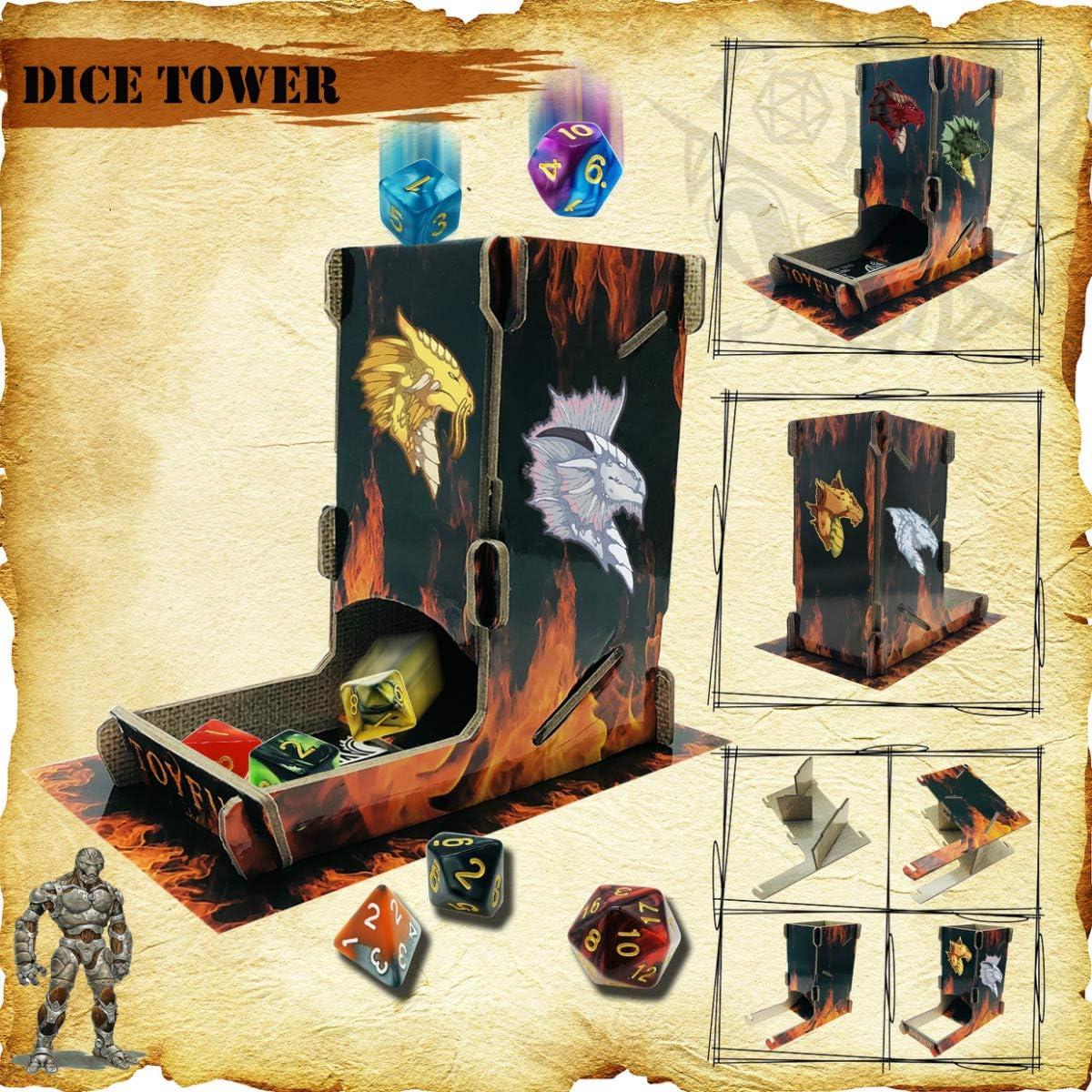 Set de Dados DND 6 Piezas Acrílico con Torre y Bolsas