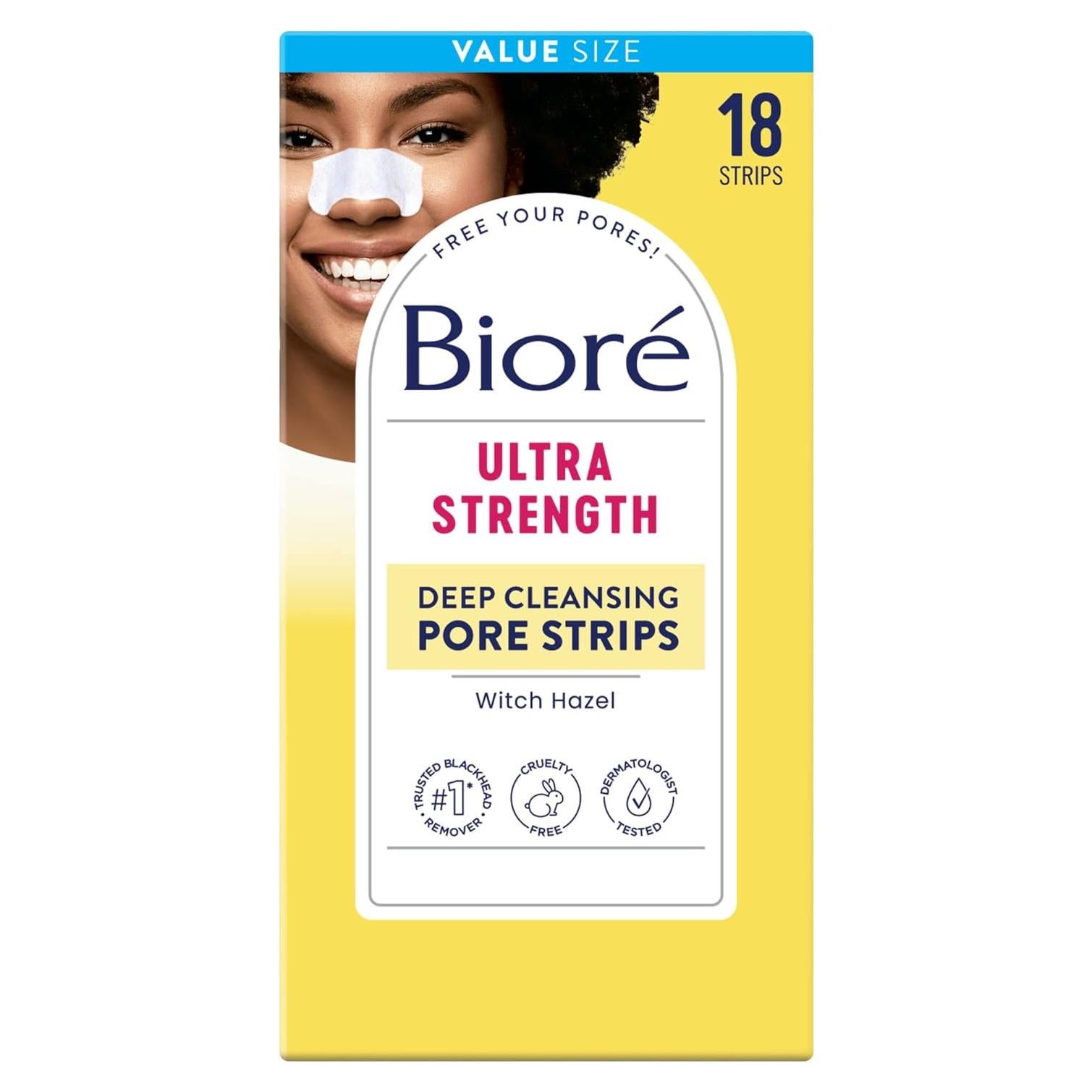 Tiras para Poros Biore Ultra Fuerte 18 Unidades Limpieza Profunda