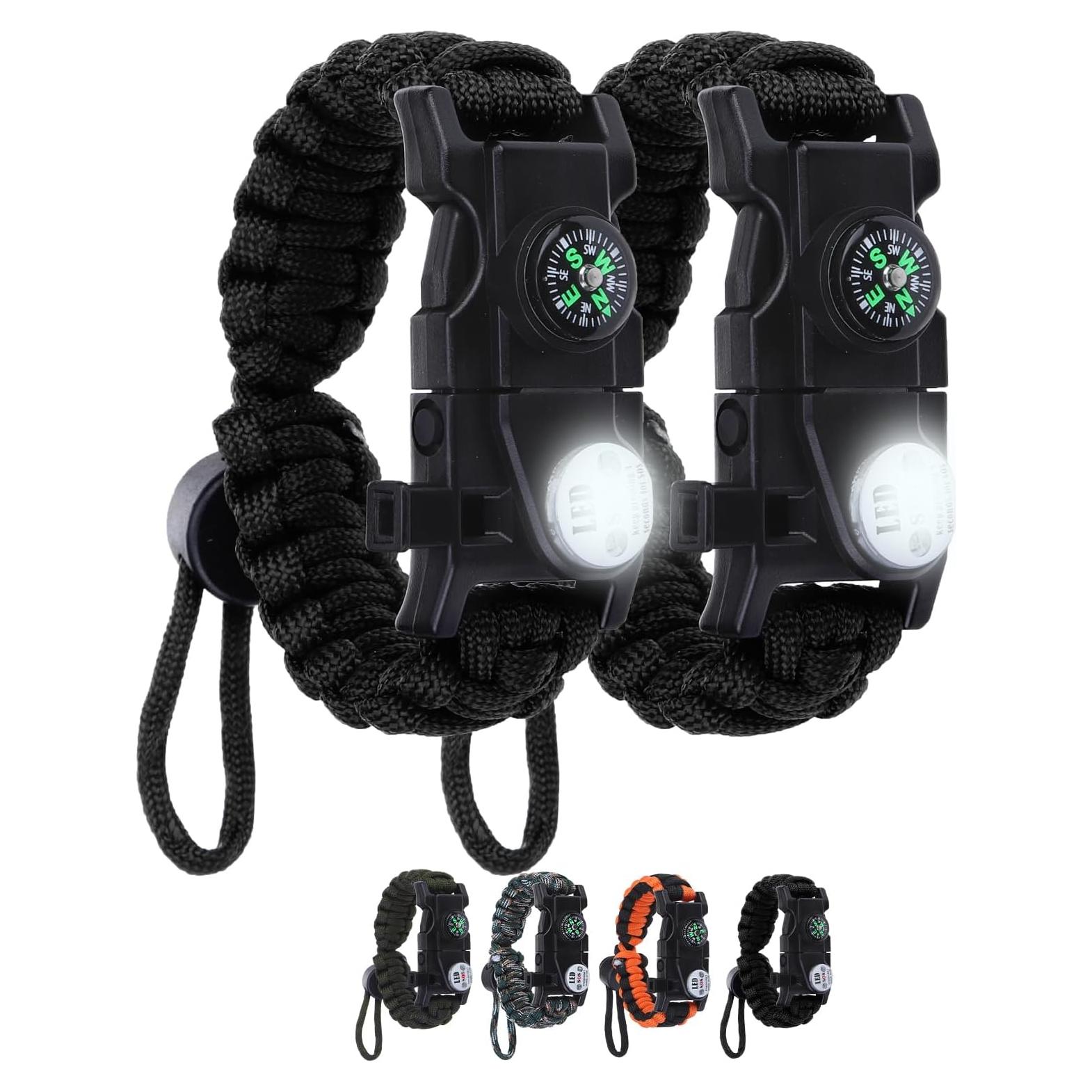 Pulseras de Supervivencia NESAYVER Paracord 2 pcs Ajustables