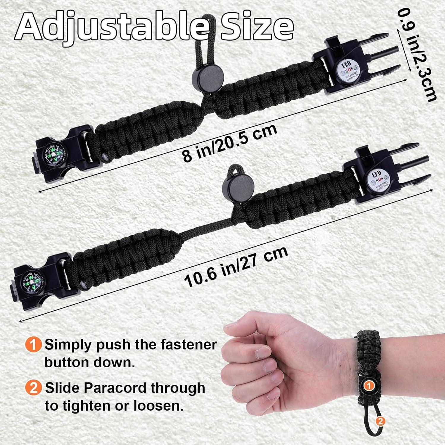 Pulseras de Supervivencia NESAYVER Paracord 2 pcs Ajustables