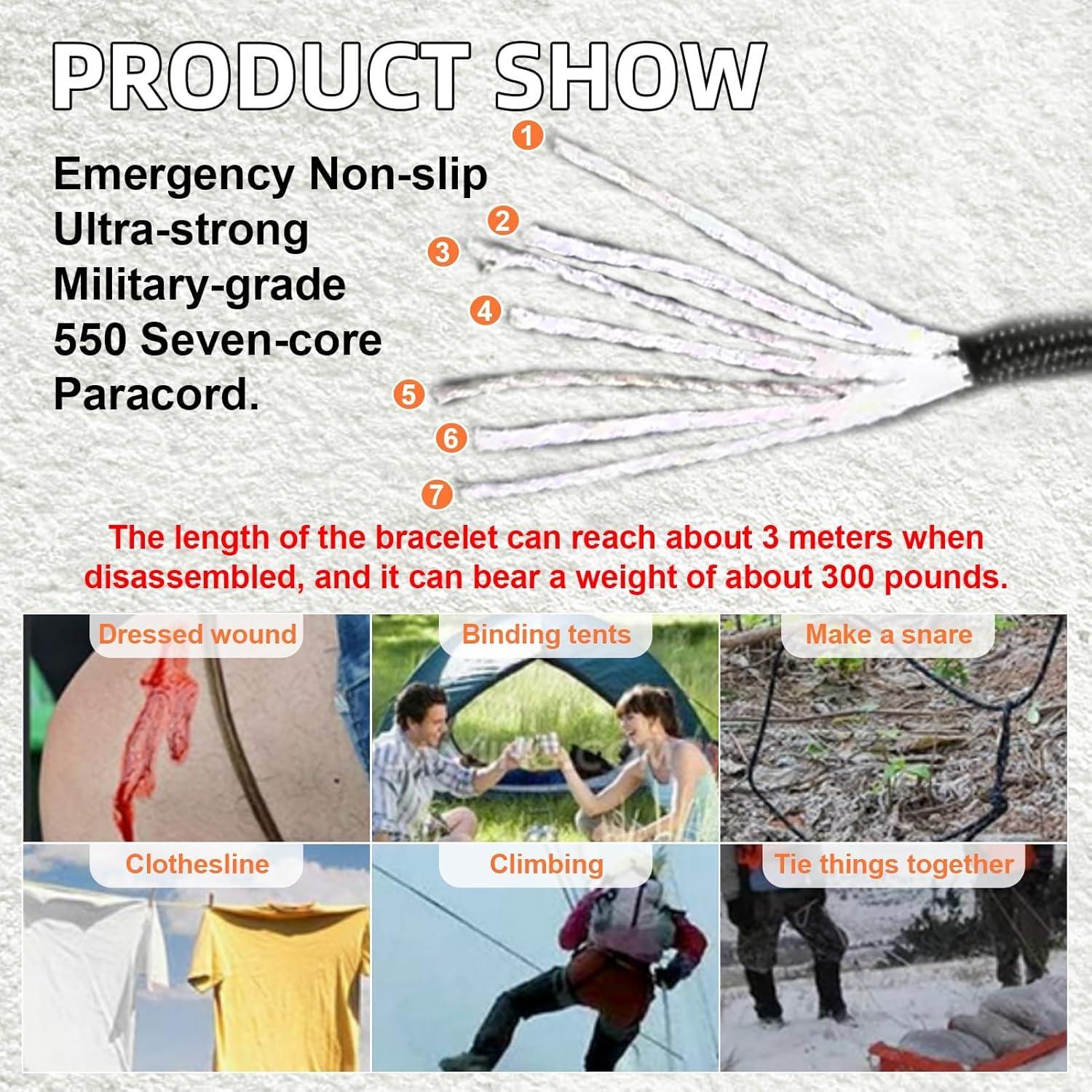 Pulseras de Supervivencia NESAYVER Paracord 2 pcs Ajustables