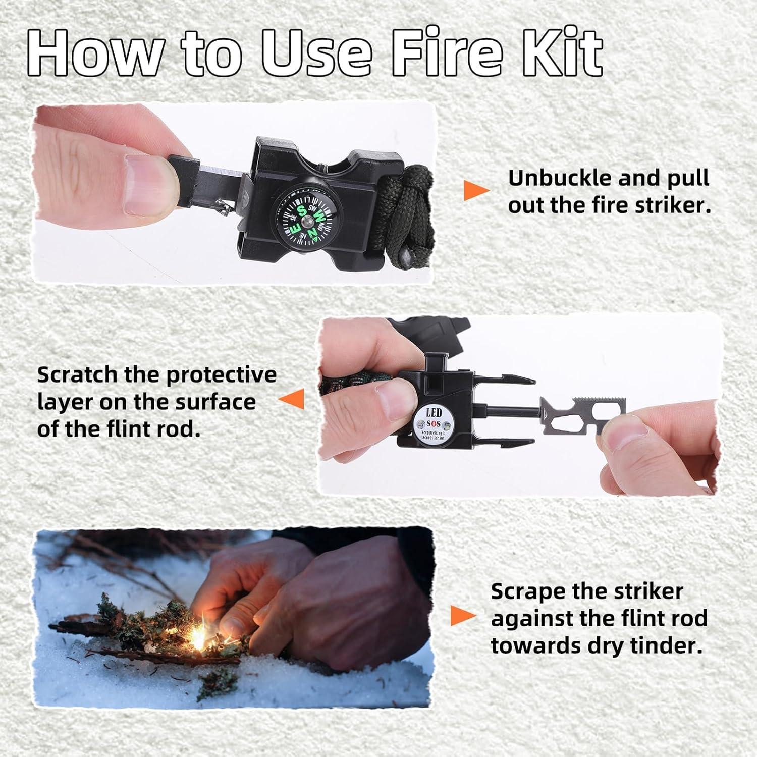 Pulseras de Supervivencia NESAYVER Paracord 2 pcs Ajustables