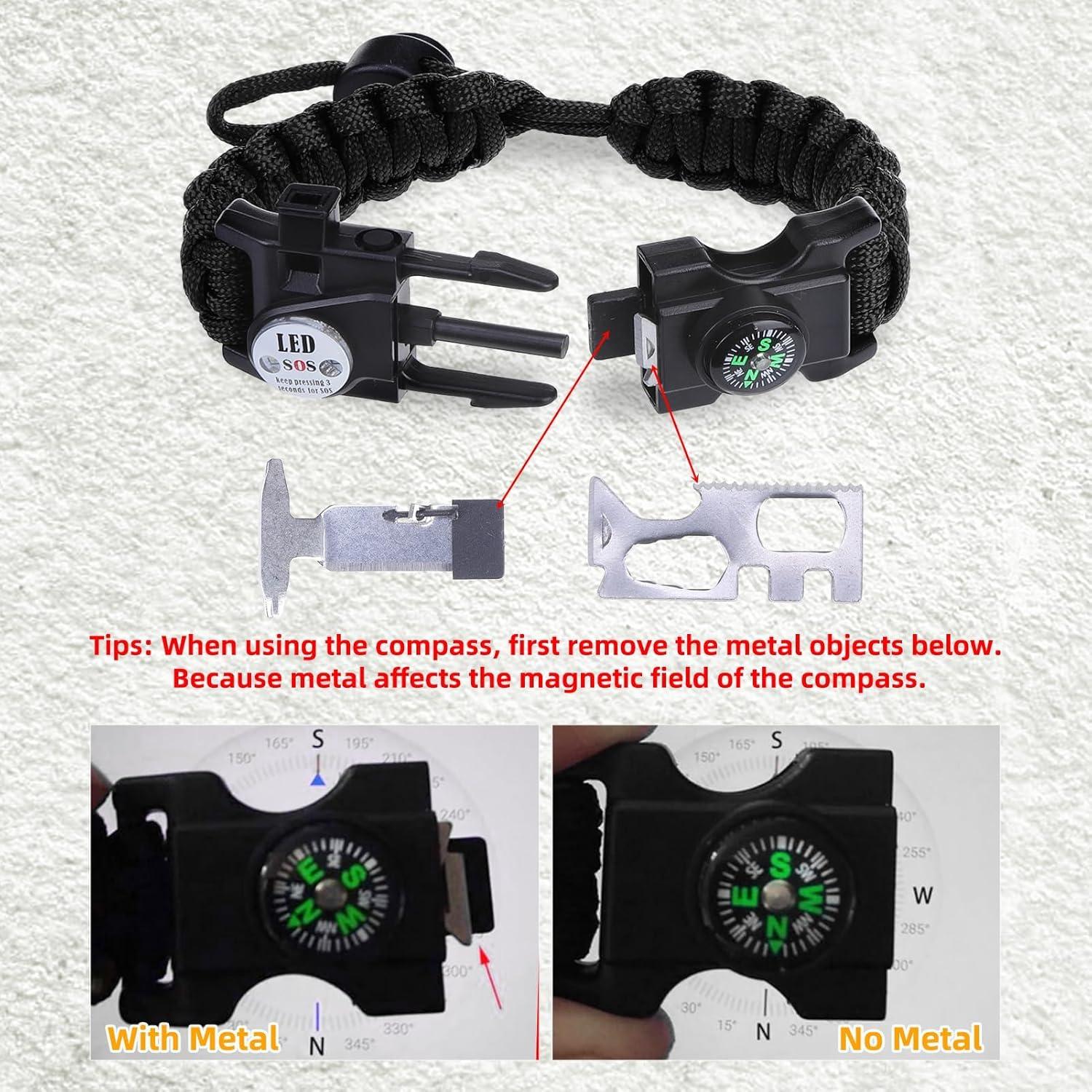 Pulseras de Supervivencia NESAYVER Paracord 2 pcs Ajustables