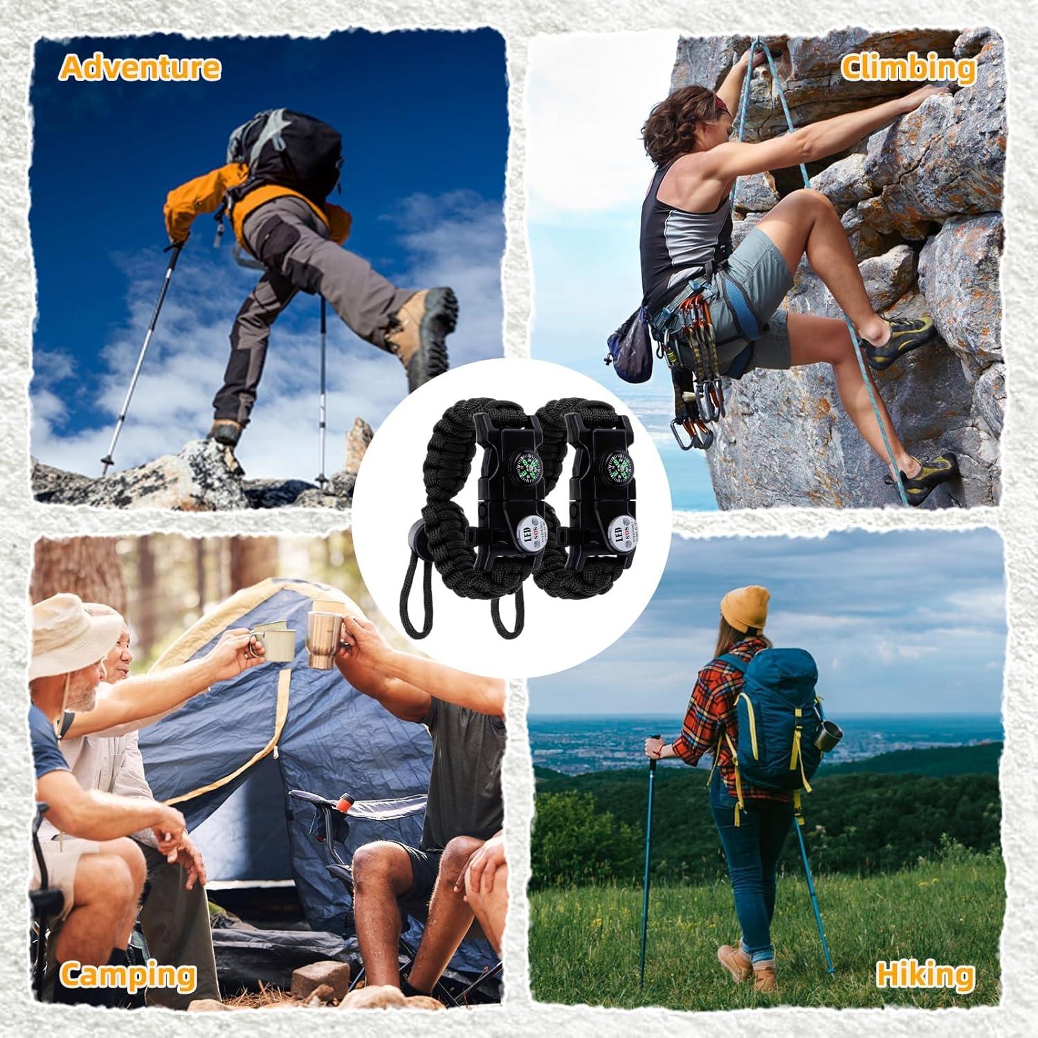 Pulseras de Supervivencia NESAYVER Paracord 2 pcs Ajustables