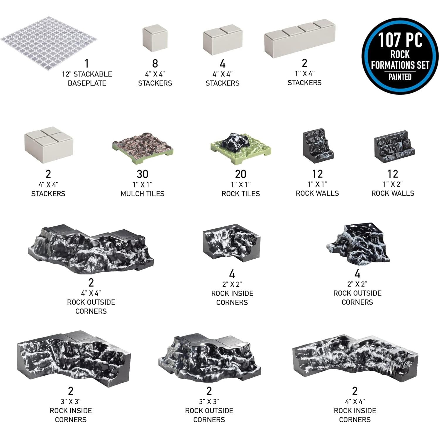 Conjunto Rocas Pintadas Monster Adventure 107pc Modular 3D