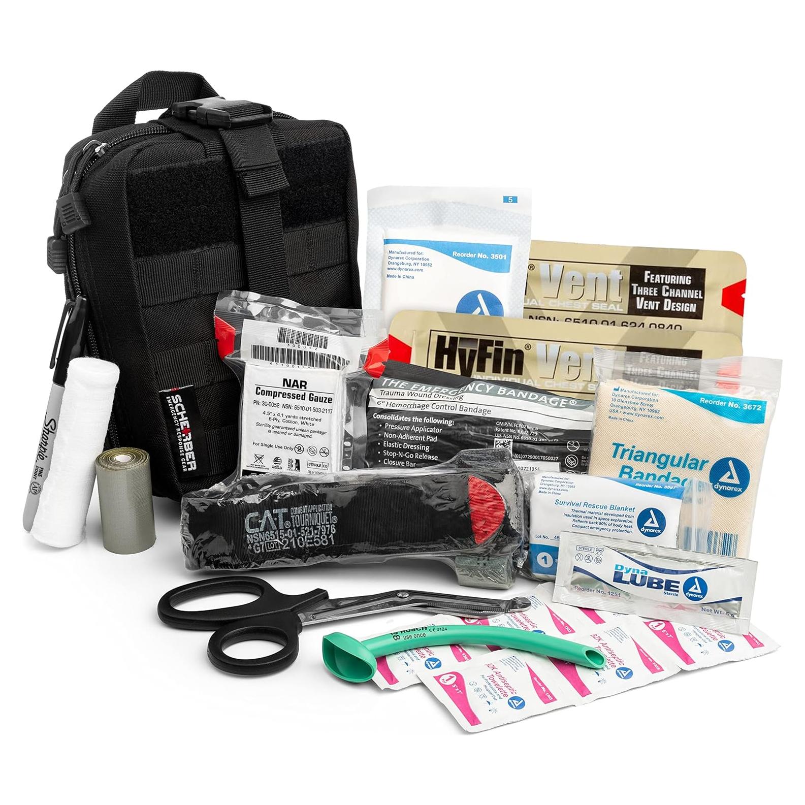 Kit de Trauma IFAK Scherber Negro | Bolsa MOLLE Completa 0.75kg