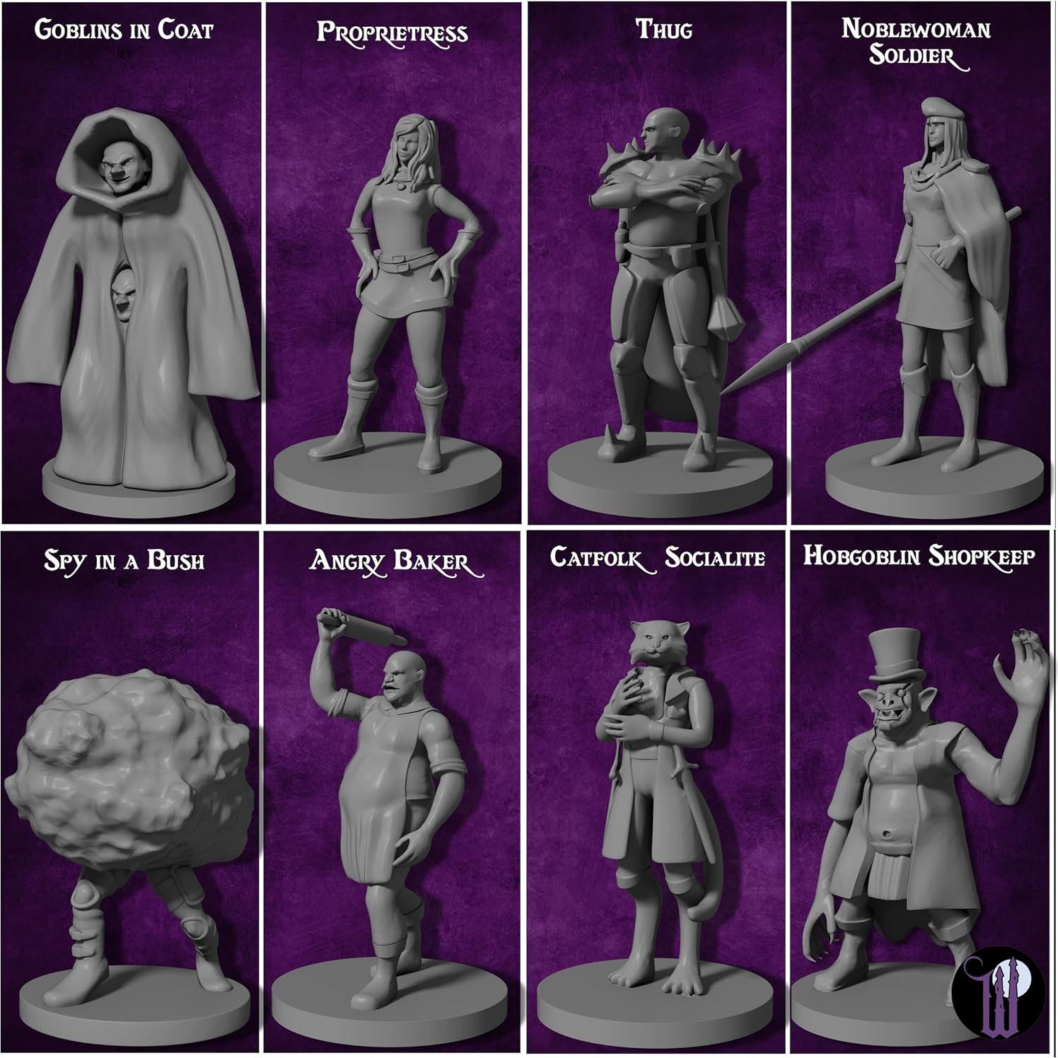 Conjunto de Miniaturas Wildspire 58 Pueblerinos 28mm D&D