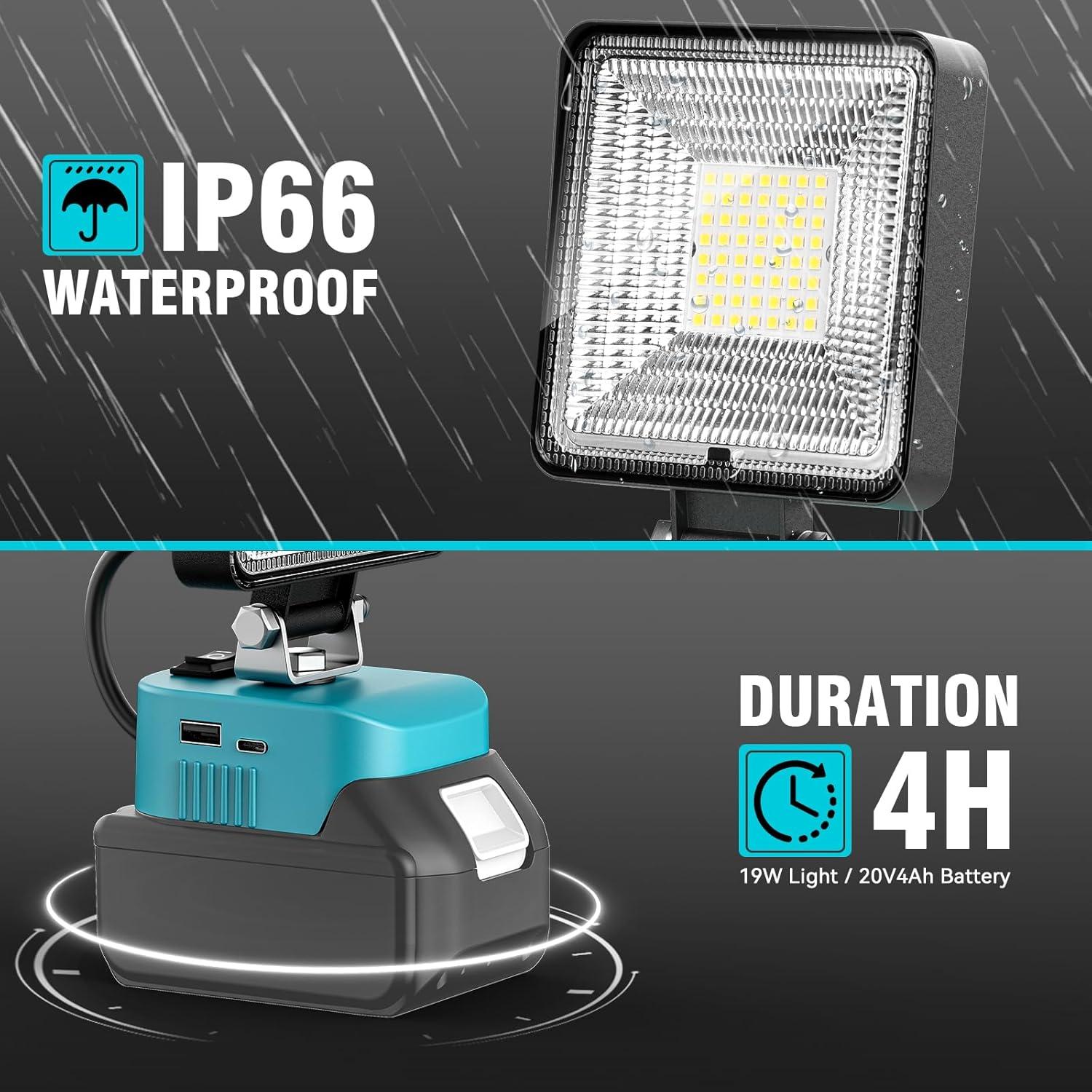 Luz de Trabajo LED MtiolHig 20W 2000 Lumens para Makita 18V