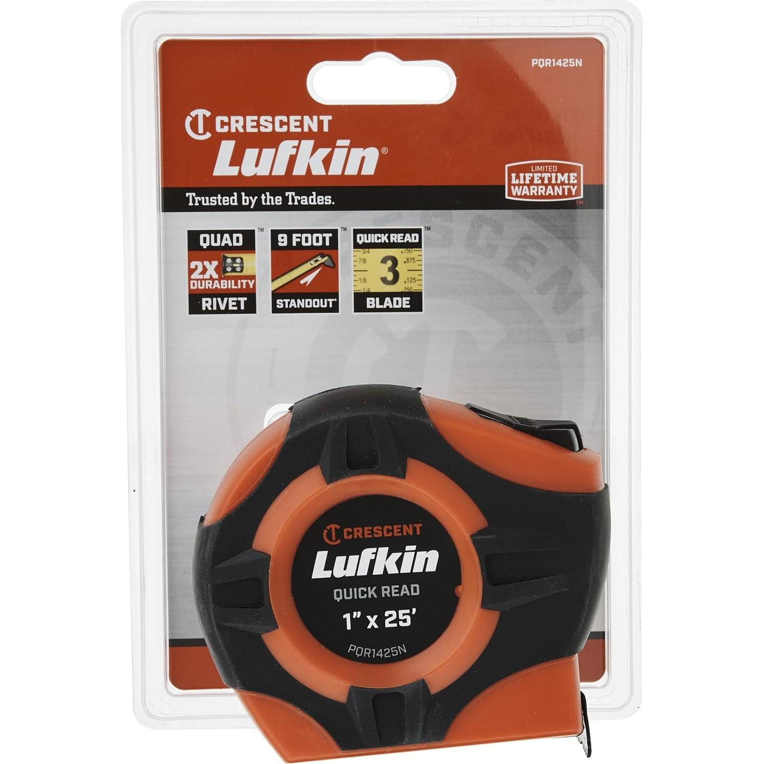 Cinta Métrica Lufkin 25 pies (7.62 m) Naranja Alta Visibilidad