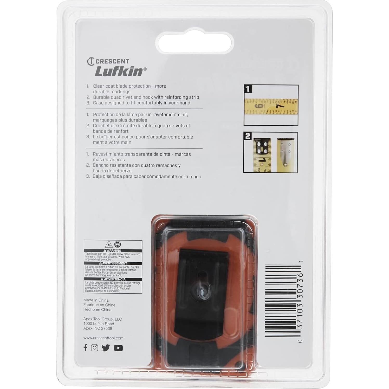 Cinta Métrica Lufkin 25 pies (7.62 m) Naranja Alta Visibilidad