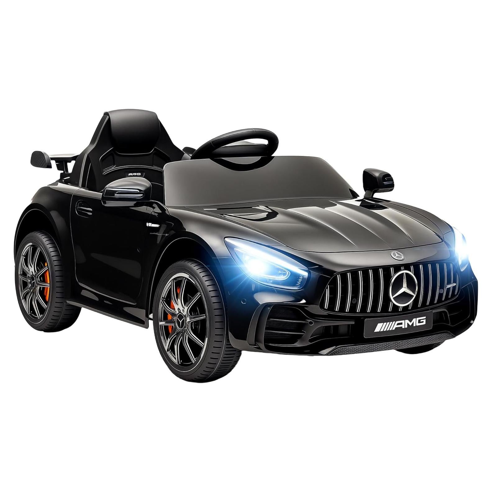 Qaba Mercedes-Benz AMG GTR Licensed 12V Kids Ride on Car, Battery Powered Electric Car for Toddlers with Remote Control, Transport Wheels, Soft Start, Lights, Music, Horn for 3-6 Years, Black