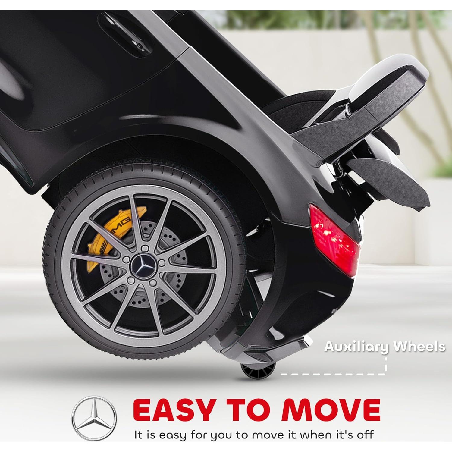 Qaba Mercedes-Benz AMG GTR Licensed 12V Kids Ride on Car, Battery Powered Electric Car for Toddlers with Remote Control, Transport Wheels, Soft Start, Lights, Music, Horn for 3-6 Years, Black