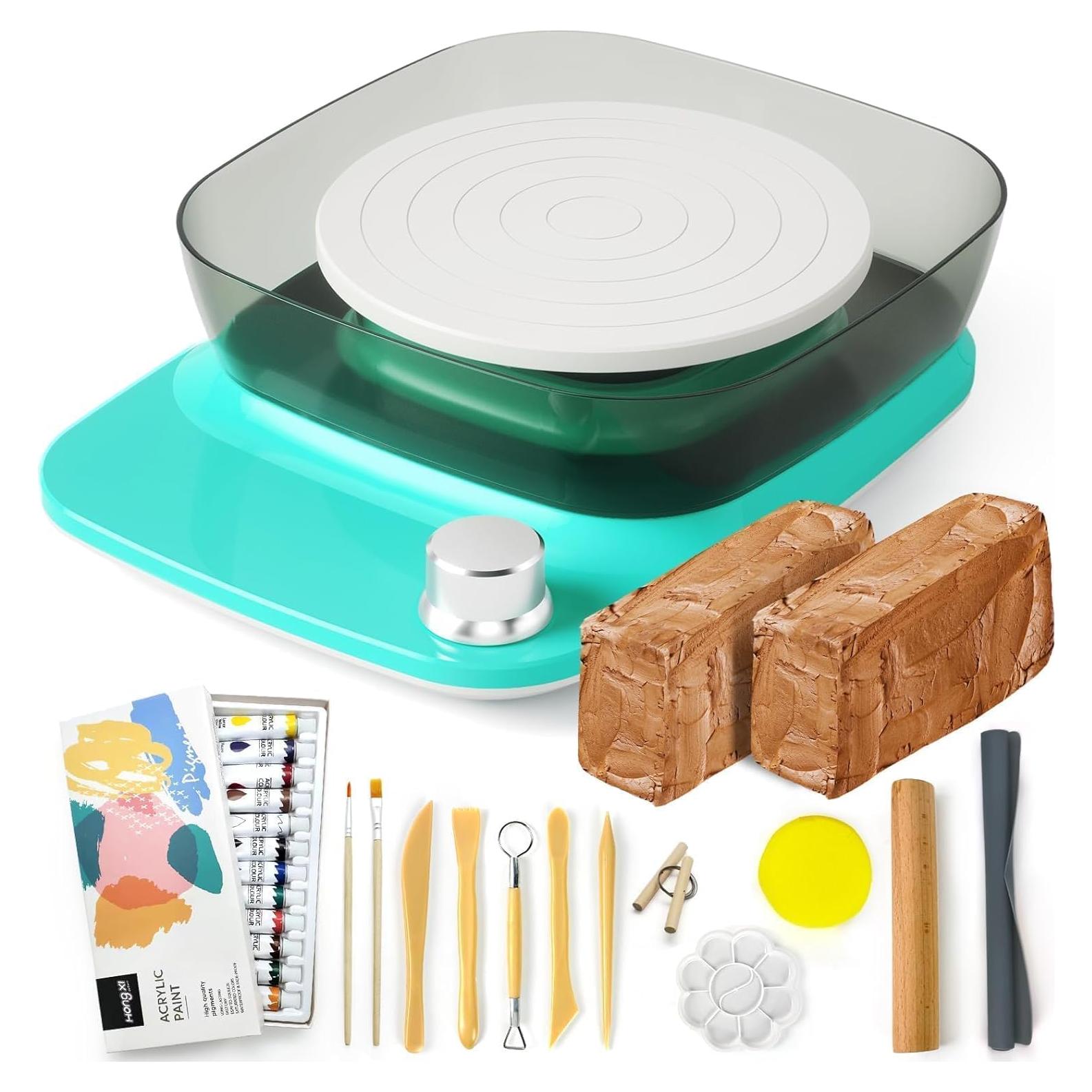 Rueda de Alfarería Mini Catcrafter 28x23cm, 0-440 RPM, Kit Completo