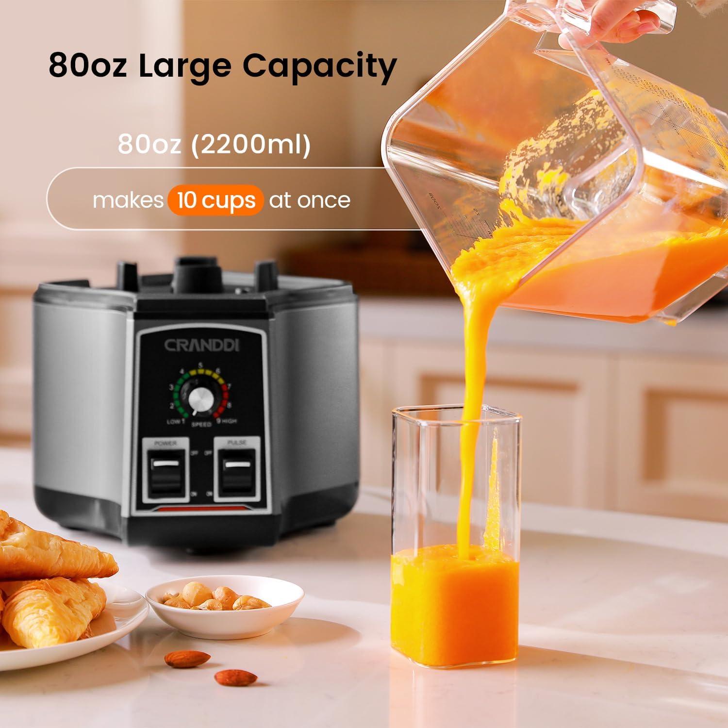 Licuadora Comercial CRANDDI K85 1500W 80oz Multifuncional Gris