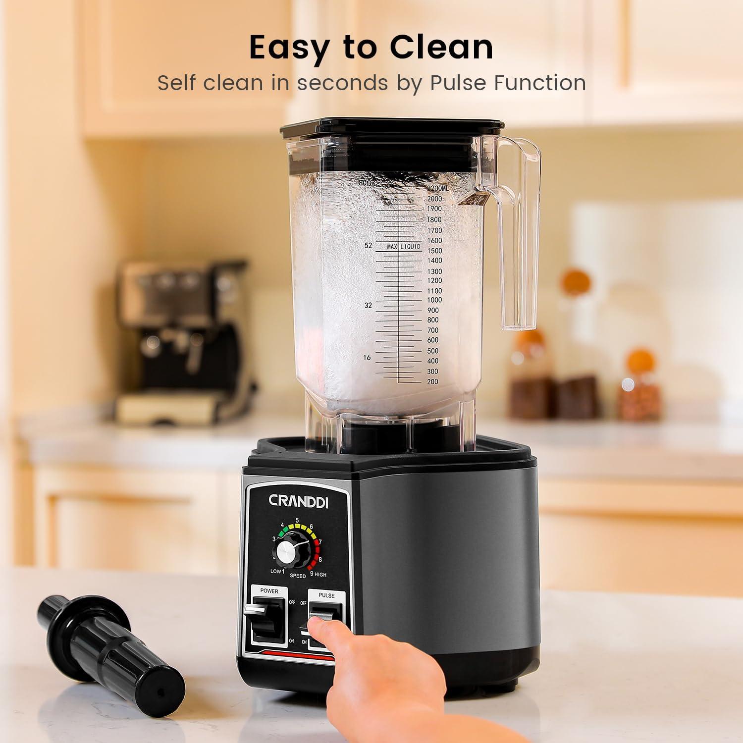 Licuadora Comercial CRANDDI K85 1500W 80oz Multifuncional Gris