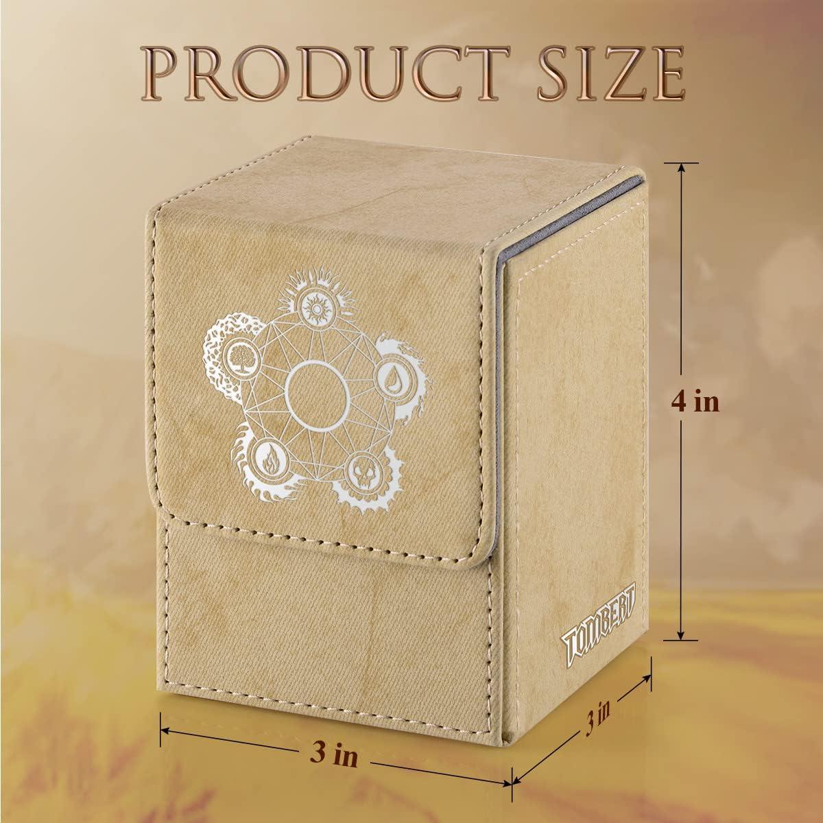 tombert 150+ Premium Deck Box for MTG, PTCG, Large Capacity with 2 Dividers, Fits 150+ Sleeved Cards TCG Trading Card Games (F-Gold)