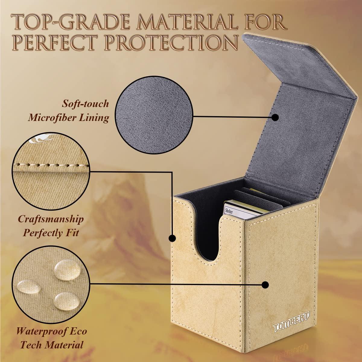 tombert 150+ Premium Deck Box for MTG, PTCG, Large Capacity with 2 Dividers, Fits 150+ Sleeved Cards TCG Trading Card Games (F-Gold)