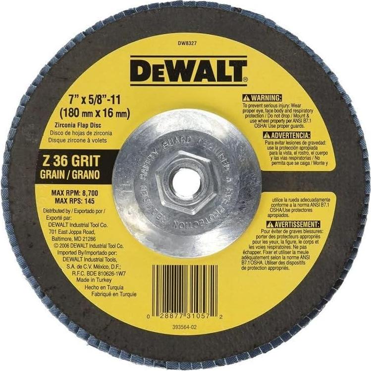 Disco de Aleta DEWALT DW8327 17.78 cm Grano 36 Zirconia