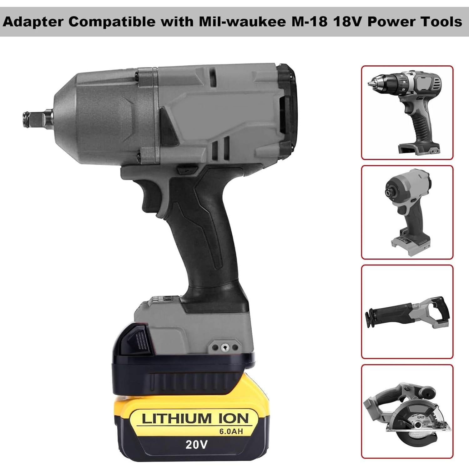 Adaptador Kotoate DW18ML para Batería Dewalt 20V a Milwaukee 18V