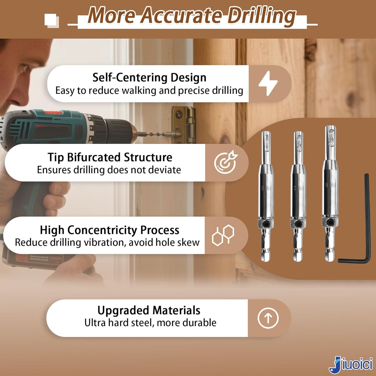 Juego de Brocas Auto-Centrantes Jiuoici 5/64" a 9/64"