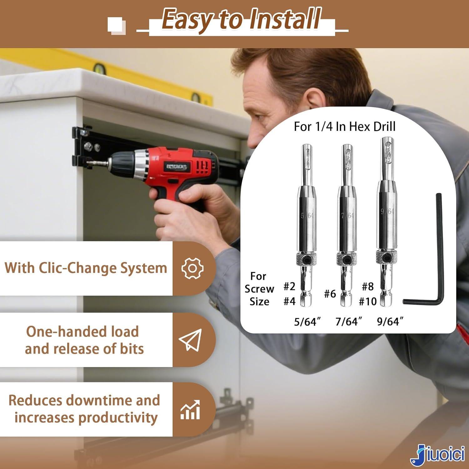 Juego de Brocas Auto-Centrantes Jiuoici 5/64" a 9/64"