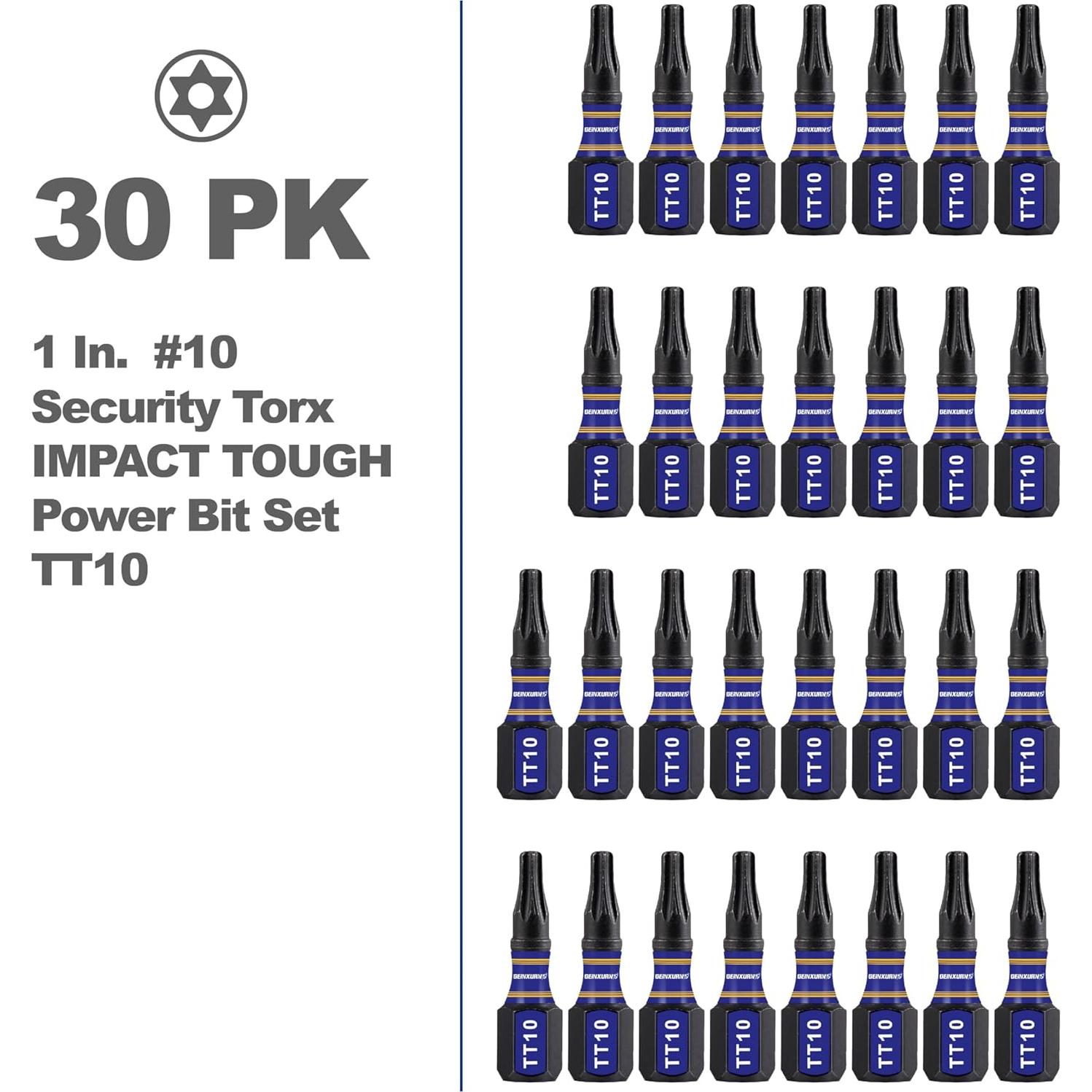 Juego de 30 Puntas de Destornillador Torx T10 GEINXURN