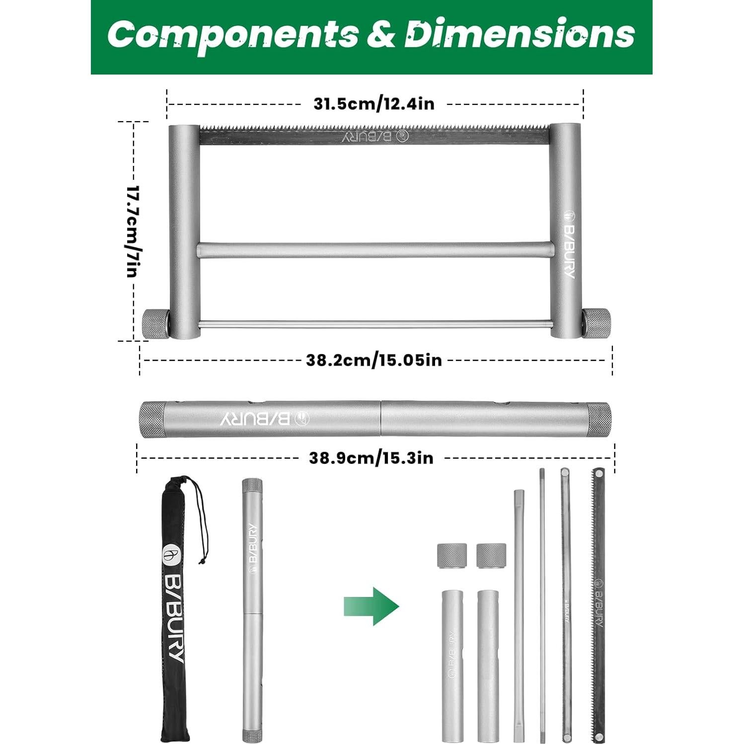 Sierra de Mano Plegable BIBURY 31.5 cm con 2 Hojas Reemplazables