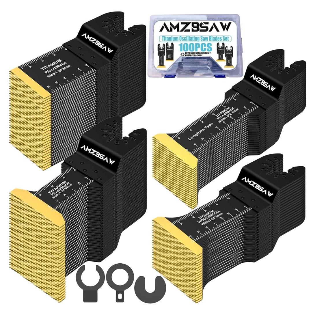 Kit de Cuchillas de Multiherramienta Titanio AMZBSAW 100 Piezas