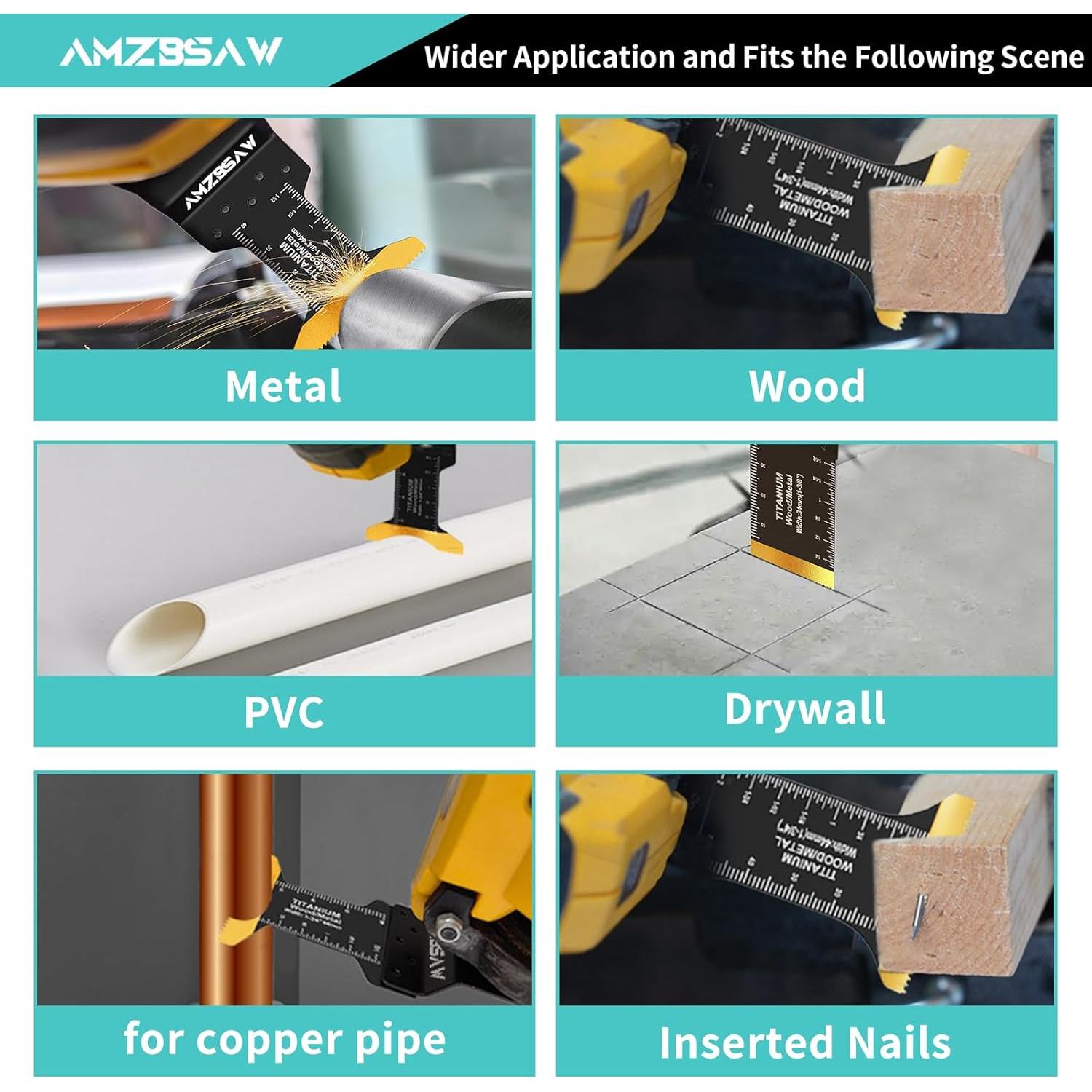 Kit de Cuchillas de Multiherramienta Titanio AMZBSAW 100 Piezas