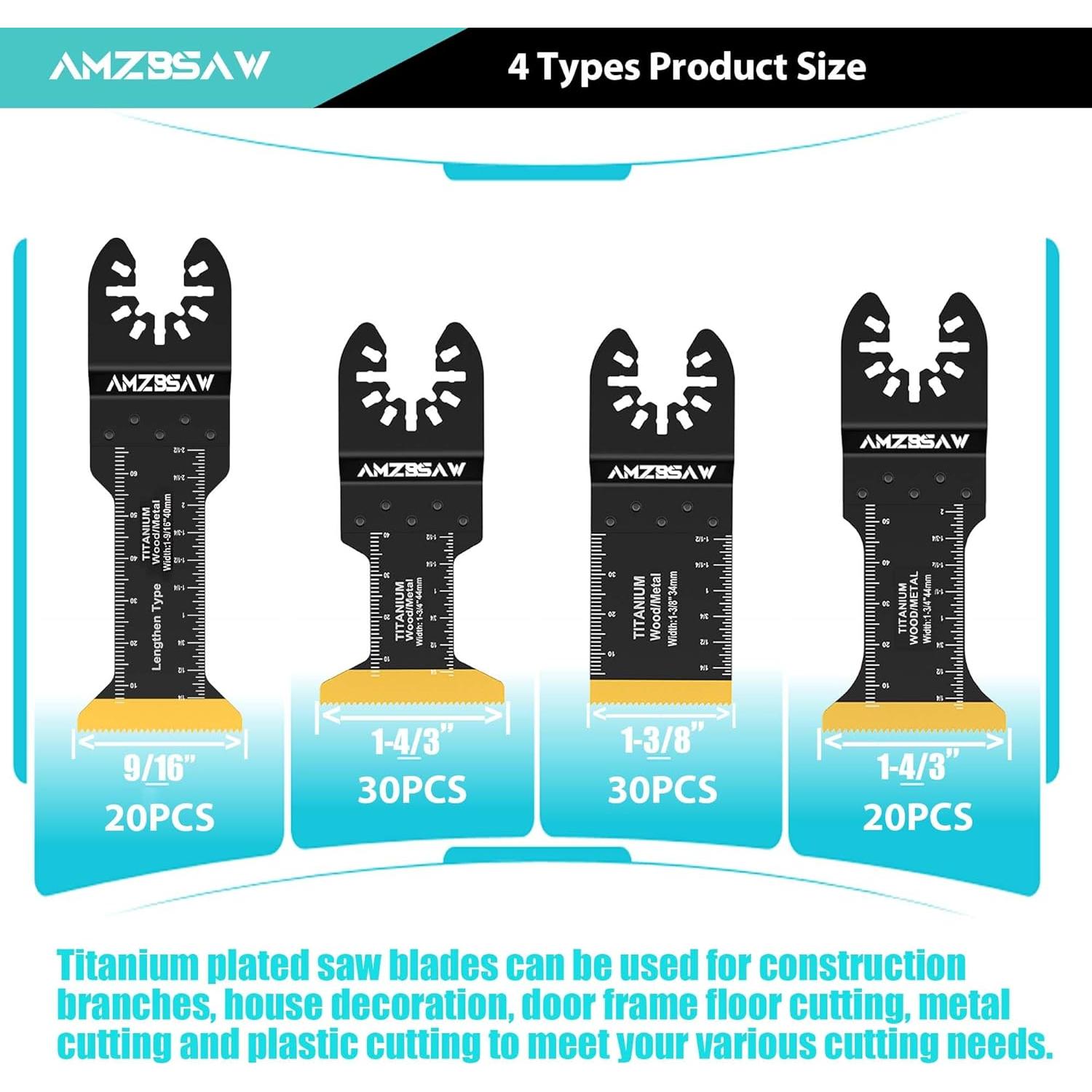 Kit de Cuchillas de Multiherramienta Titanio AMZBSAW 100 Piezas